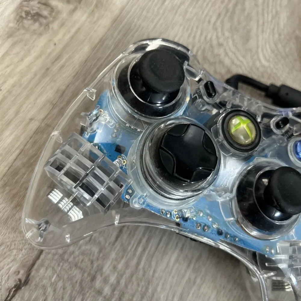 Afterglow Xbox 360 Wired Controller PL-3602 Clear Blue w/ Breakaway Cable Tested